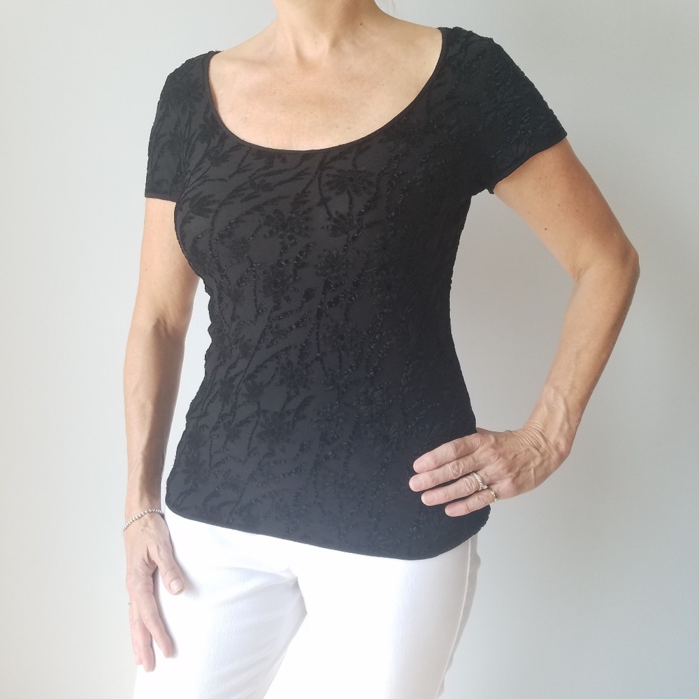 Armani Collezioni | Floral Crushed Velvet Top